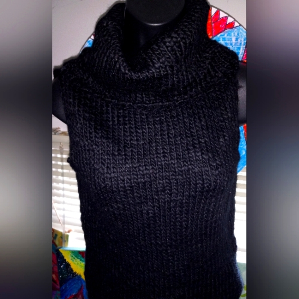 Black Cowl Collar Sleeveless Sweater